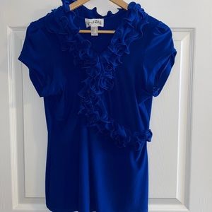 Joseph Ribkoff textured ruffle detail top